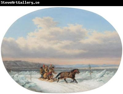 Cornelius Krieghoff Crossing the Ice at Quebec'